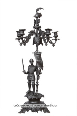 Канделябр кабинетный на пять свечей большой "Рыцарь со штандартом" (левосторонний).