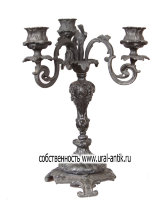 Канделябр кабинетный на три свечи в стиле рококо, скульптора Ф.-Т. Жермена. Каслинское литье. Материал чугун.